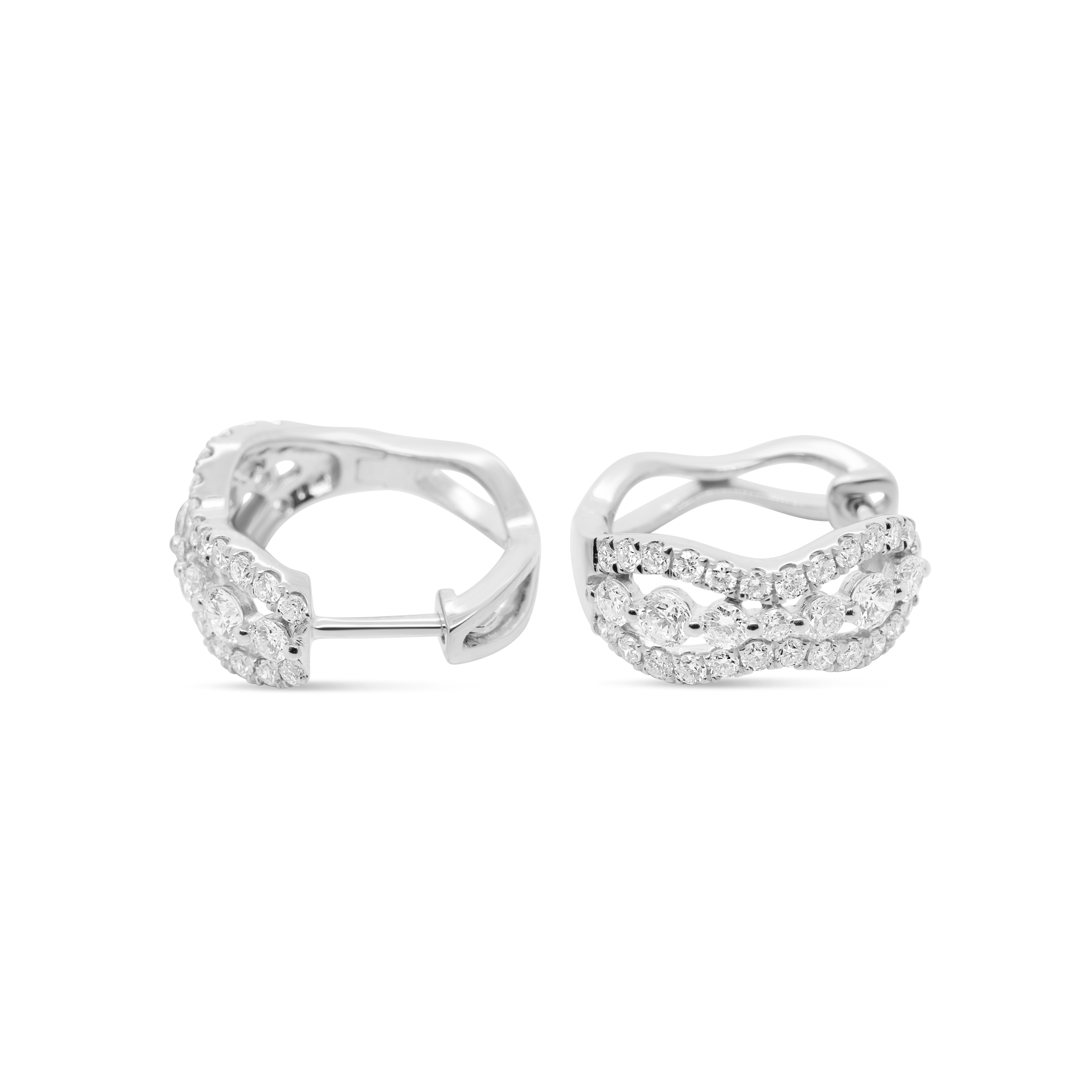 Diamond Hoop Earrings 0.95 ct. 14K White Gold